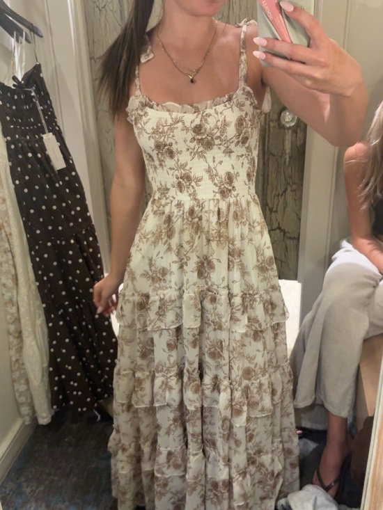 Altar'd State Dresses & Skirts - Altar'd State Cream Maxi Dress with Brown Floral Print